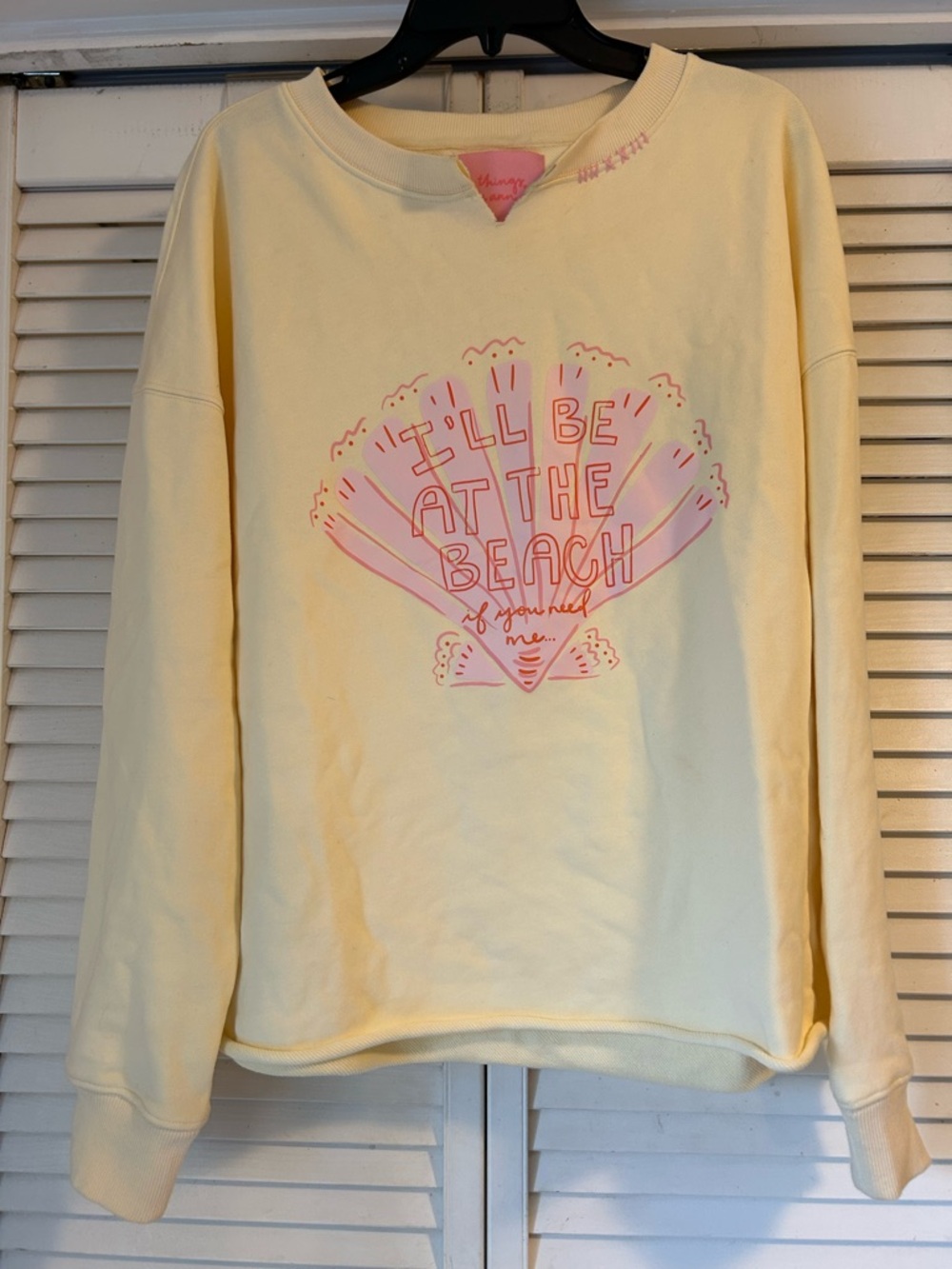 I'LL BE AT THE BEACH Yellow Graphic Sweatshirt